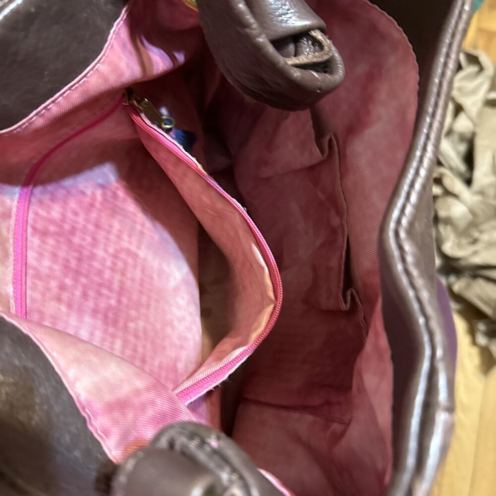The Sak Collective Ojai Tobacco Dark Brown Leather Hobo Bucket Shoulder Purse - Picture 8 of 10